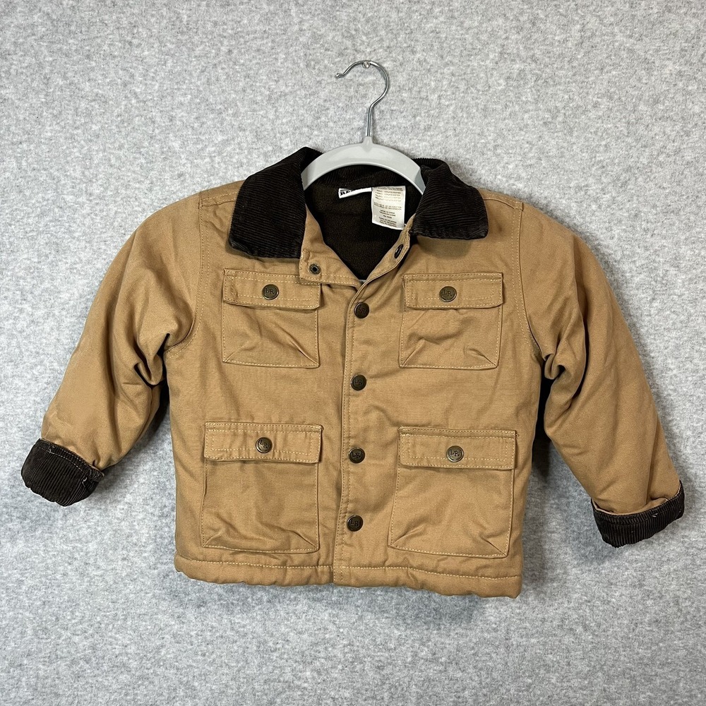 Little Rebels Boys 3T Tan Fleece Lined Barn Chore Jacket Corduroy Collar (45,2)
